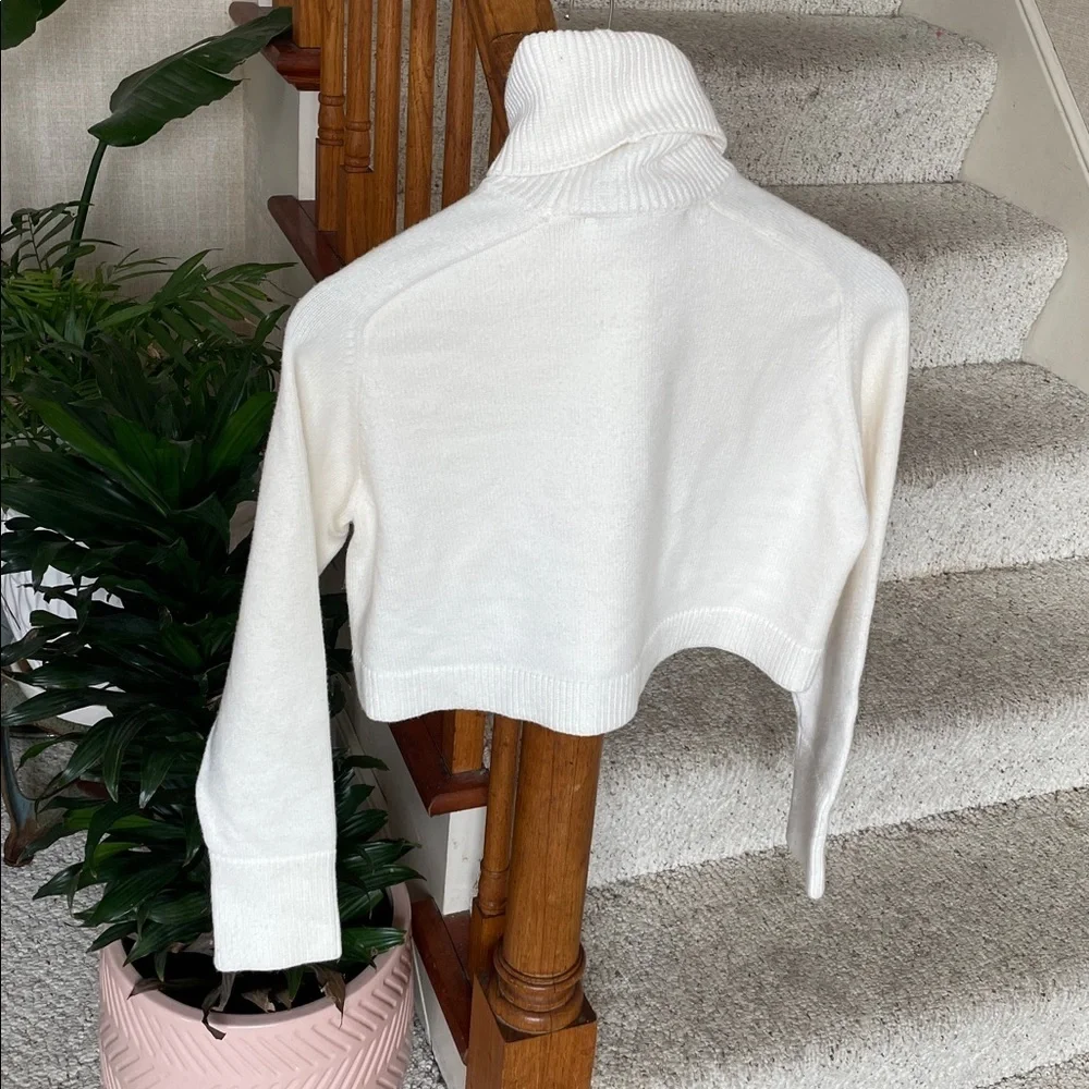 Zara Cream Cropped Turtleneck Sweater